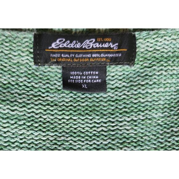 S38 Eddie Bauer Heather Green 1/2 button V-neck sweater long sleeve Size XL - Picture 6 of 9